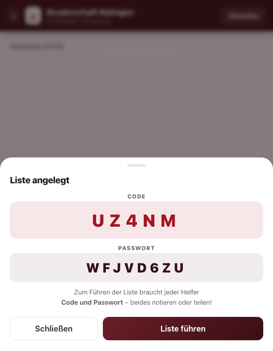 Code und Passwort