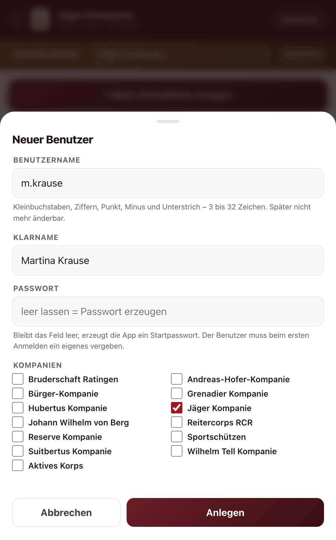 Neuen Benutzer anlegen