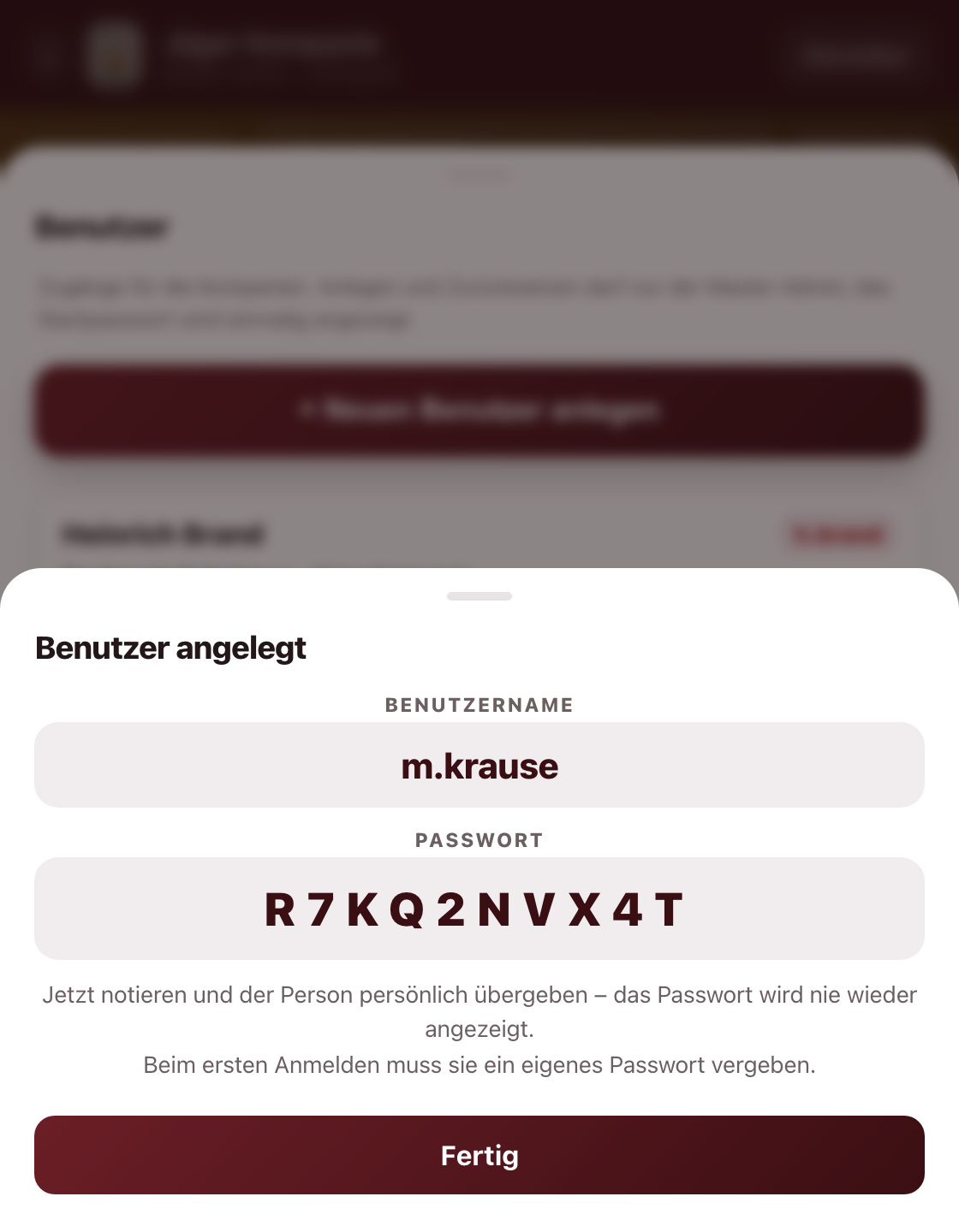 Zugangsdaten